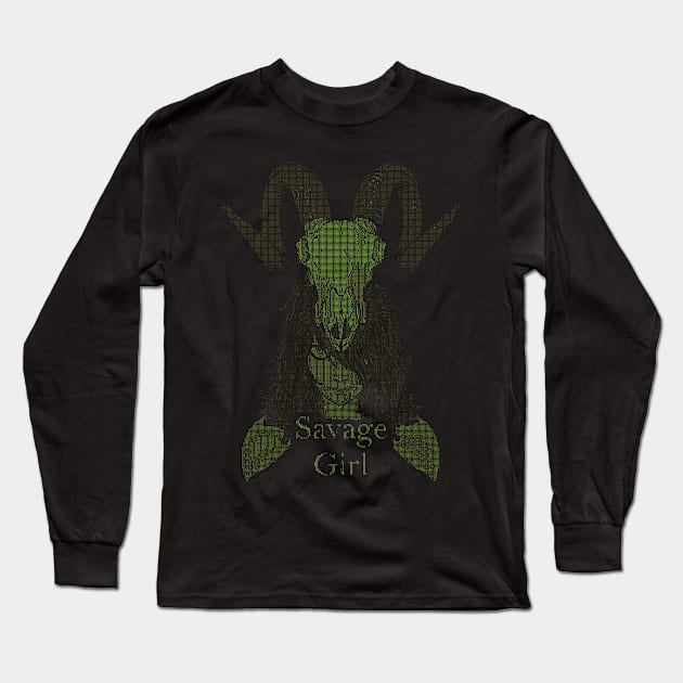 ASCii Savage Girl w/ text (Green) Long Sleeve T-Shirt by McNerdic